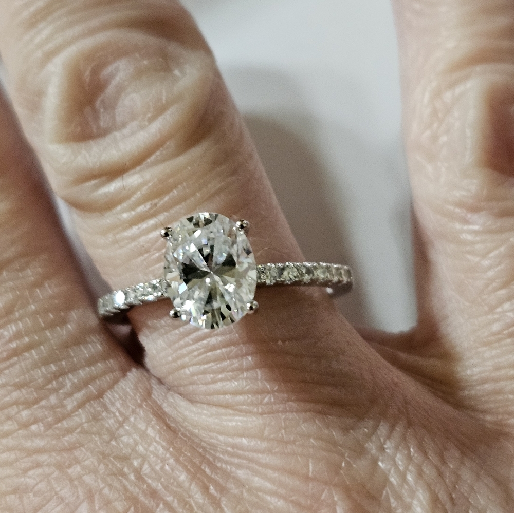 Genuine GRA Certified 2 Carat Moissanite Ring in 18k over Sterling Silver Sz 7! - Picture 7 of 10
